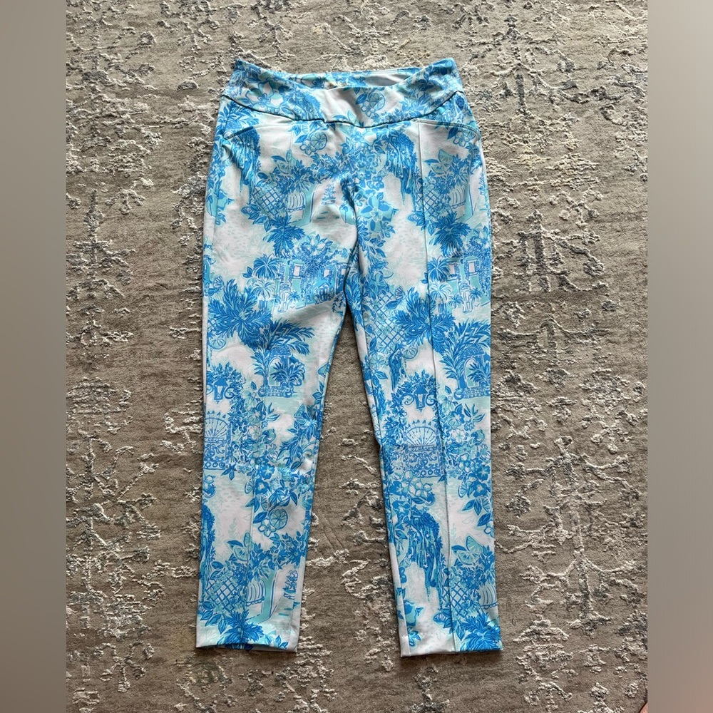 Lilly Pulitzer Blue Toile Corso Pants- size 10.